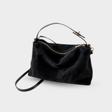 Wildleder Handtasche Damen – Vintage Umhängetasche mit Reißverschluss
