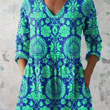 Kornelia | Longbluse in Blau und Grün