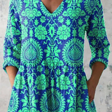 Kornelia | Longbluse in Blau und Grün