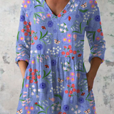 Sieglinde | Violette Longbluse mit V-Ausschnitt