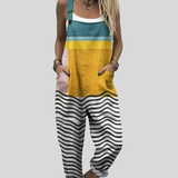 Michaela | Color-Block Latzhose Petrol-Gelb