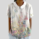 Magda | Blumenshirt mit Polokragen