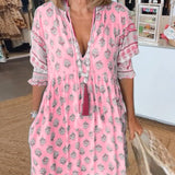 Silke | Florales Midi-Kleid mit V-Ausschnitt