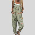 Salbeigrüne Latzhose mit Blumenmix