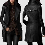 Laura - Eleganter 3/4-Leder-Mantel