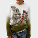 Lucy - Plüschiger Pullover mit weihnachtlichem Hasen