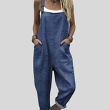 Monika | Latzhose Jeansblau mit Strukturtupfen