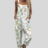 Marion | Weiße Latzhose mit Wildblumen