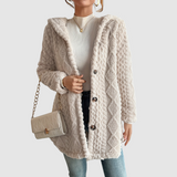 Barbora - Kapuzenstrickjacke aus Kunstfell