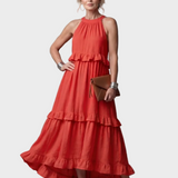 Bettina | Maxikleid mit Neckholder und Rüschen