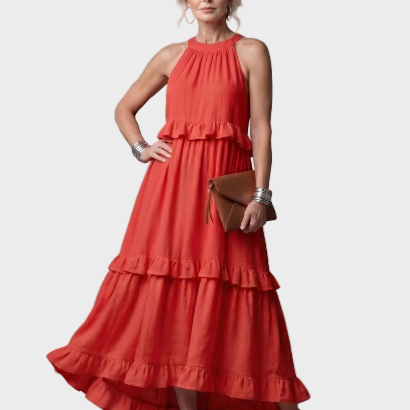 Bettina | Maxikleid mit Neckholder und Rüschen