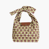 Blumen-Gingham Umhängetasche Damen mit Knotengriff