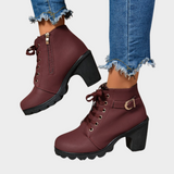 Minna | Stiefelette mit Blockabsatz in Rotwein