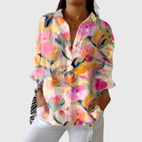 Anneliese | Bluse mit Blütenbouquet in Koralle