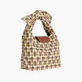Blumen-Gingham Umhängetasche Damen mit Knotengriff