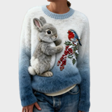 Lucy - Plüschiger Pullover mit weihnachtlichem Hasen