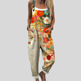 Ingrid | Latzhose mit Blütenmeer Orange