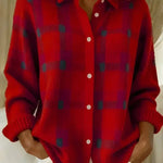 Berta – Hemdjacke in tiefem Rot mit nur angedeutetem Karo – Elara München