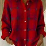 Berta – Hemdjacke in tiefem Rot mit nur angedeutetem Karo – Elara München