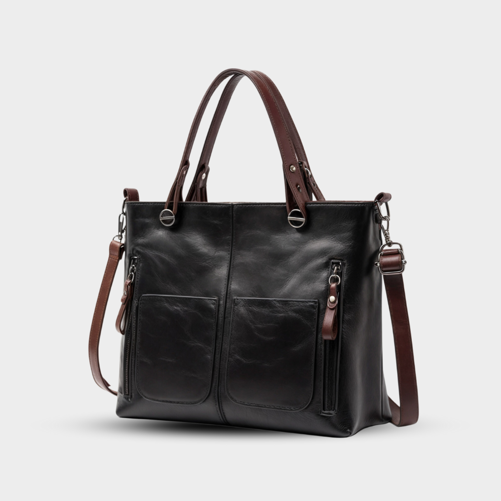 Vegane Handtasche Damen – Mittelgroße Schultertasche mit Henkeln