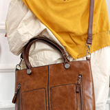 Vegane Handtasche Damen – Mittelgroße Schultertasche mit Henkeln