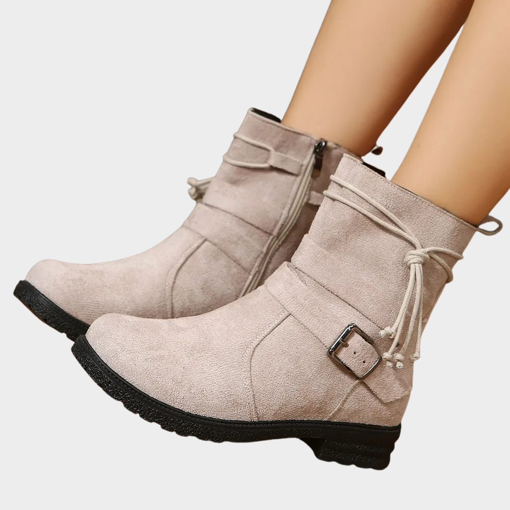Almut | Stiefelette mit niedrigem Absatz in Dunkelgrau