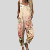 Anja | Latzhose mit Aquarell-Rosen Creme