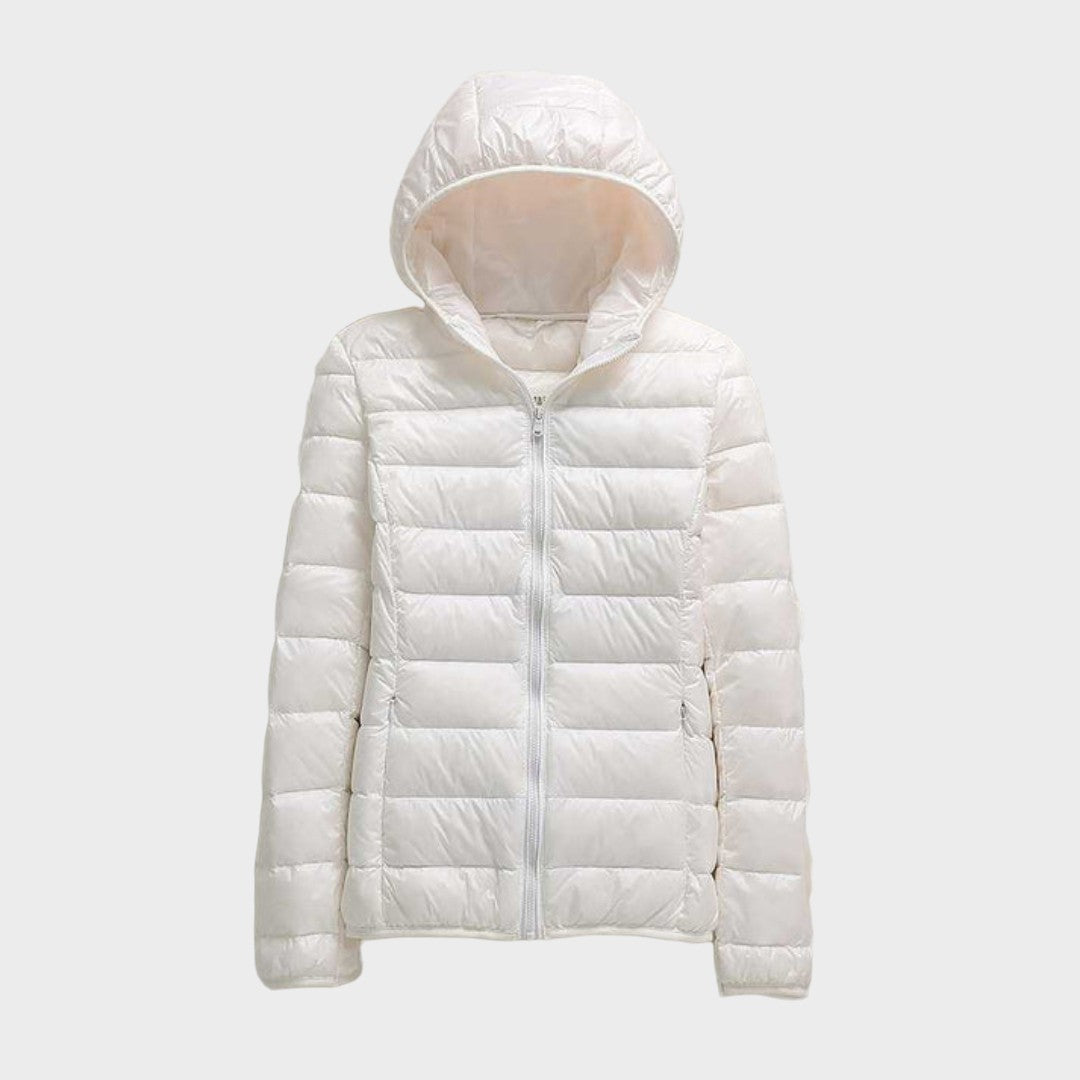 Leichte Steppjacke mit Kapuze in Creme