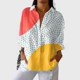 Cornelia | Bluse im Colour-Block-Design mit Punkten