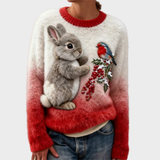 Lucy - Plüschiger Pullover mit weihnachtlichem Hasen