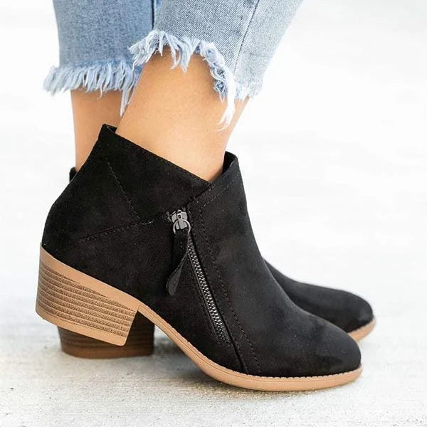 Paula | Lederstiefelette mit niedrigem Absatz