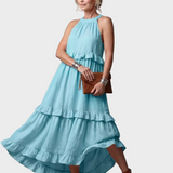 Bettina | Maxikleid mit Neckholder und Rüschen