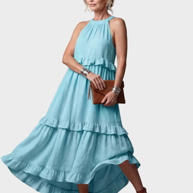 Bettina | Maxikleid mit Neckholder und Rüschen