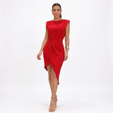 Sonja | Asymmetrisches Kleid mit strukturierten Schultern