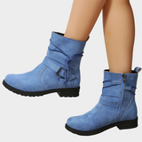 Almut | Stiefelette mit niedrigem Absatz in Dunkelgrau