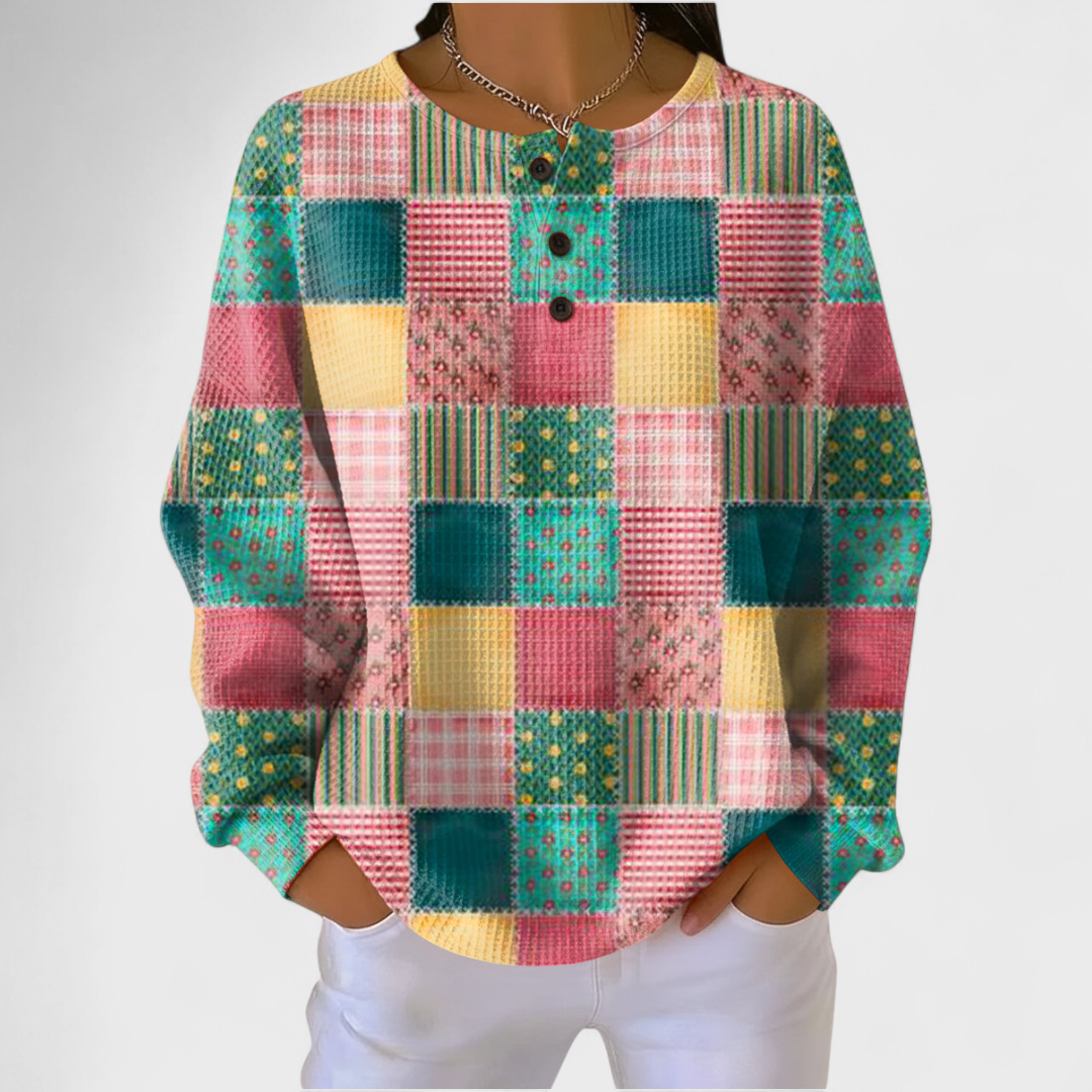 Agnes – Pullover mit buntem Patchworkmuster