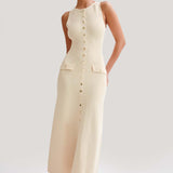 Christel | Ärmelloses Strickkleid mit Knöpfen