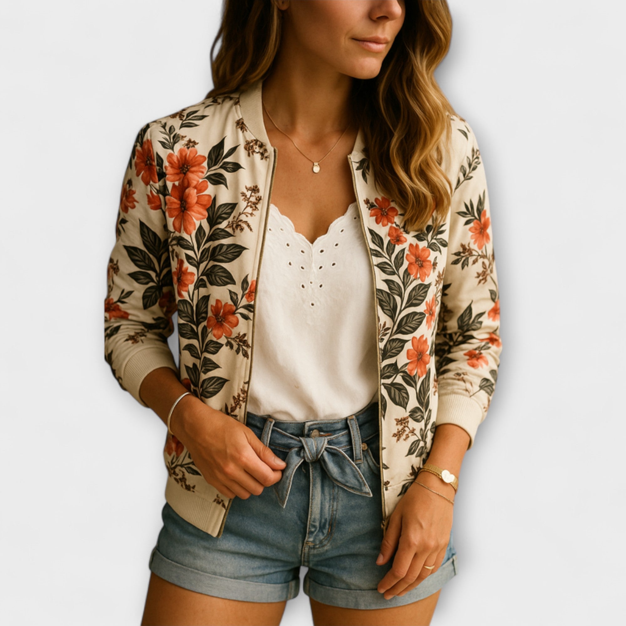 Andreia - Elegante Bomberjacke mit floralen Mustern