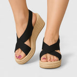 Edeltraud | Plateau-Sandalen mit Kreuzriemen