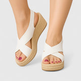 Edeltraud | Plateau-Sandalen mit Kreuzriemen