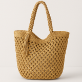Handgefertigte Häkel-Tasche – Große Boho-Strandtasche mit Quaste
