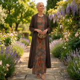 Helene | Langes Blumenkleid mit passender Weste