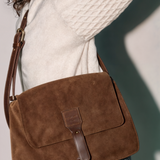 Umhängetasche Damen Wildleder – Vegane Crossbody Tasche Braun Kompakt