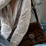 Umhängetasche Damen Wildleder – Vegane Crossbody Tasche Braun Kompakt