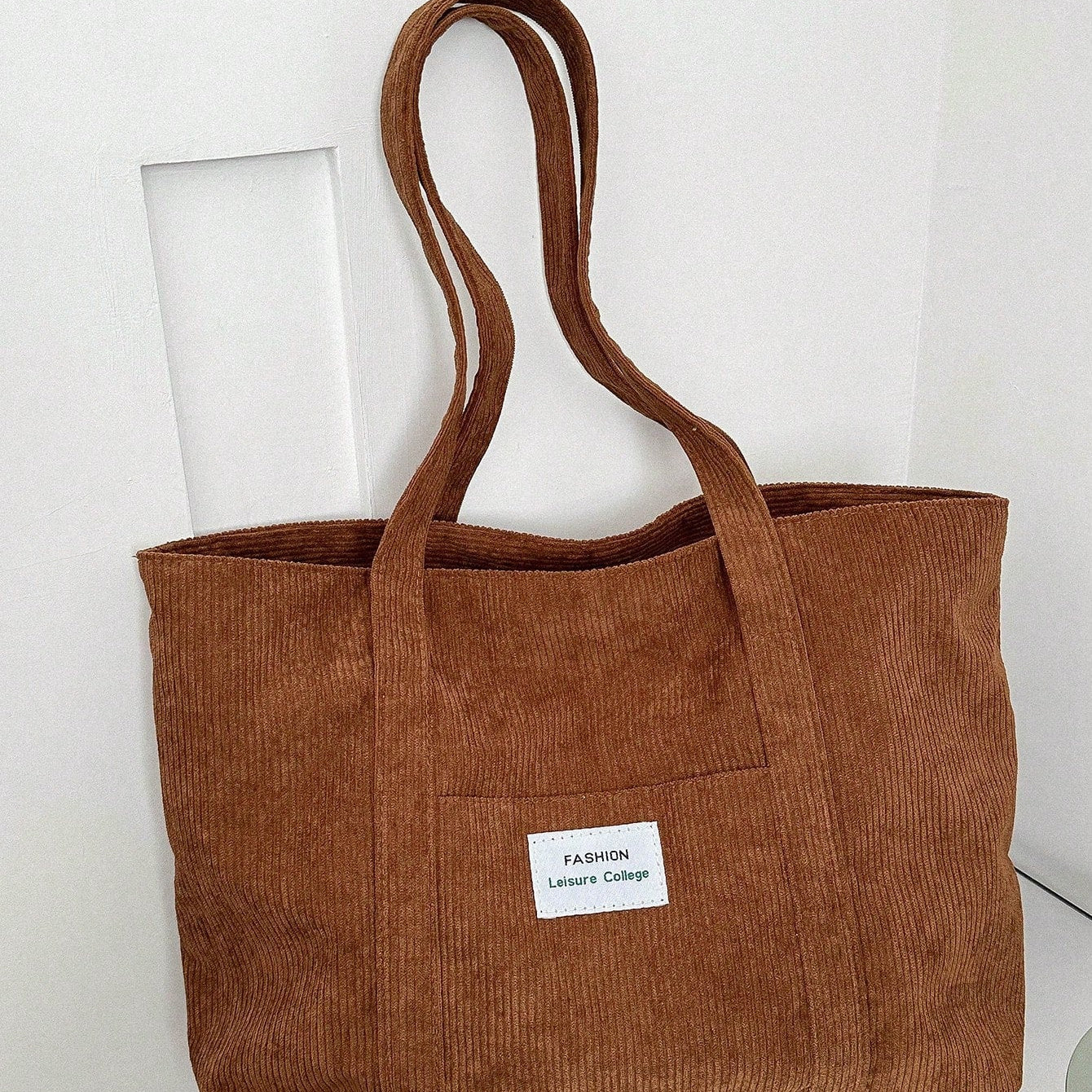 Damen Große Cord Tote Tasche – Weiche Alltags Schultertasche