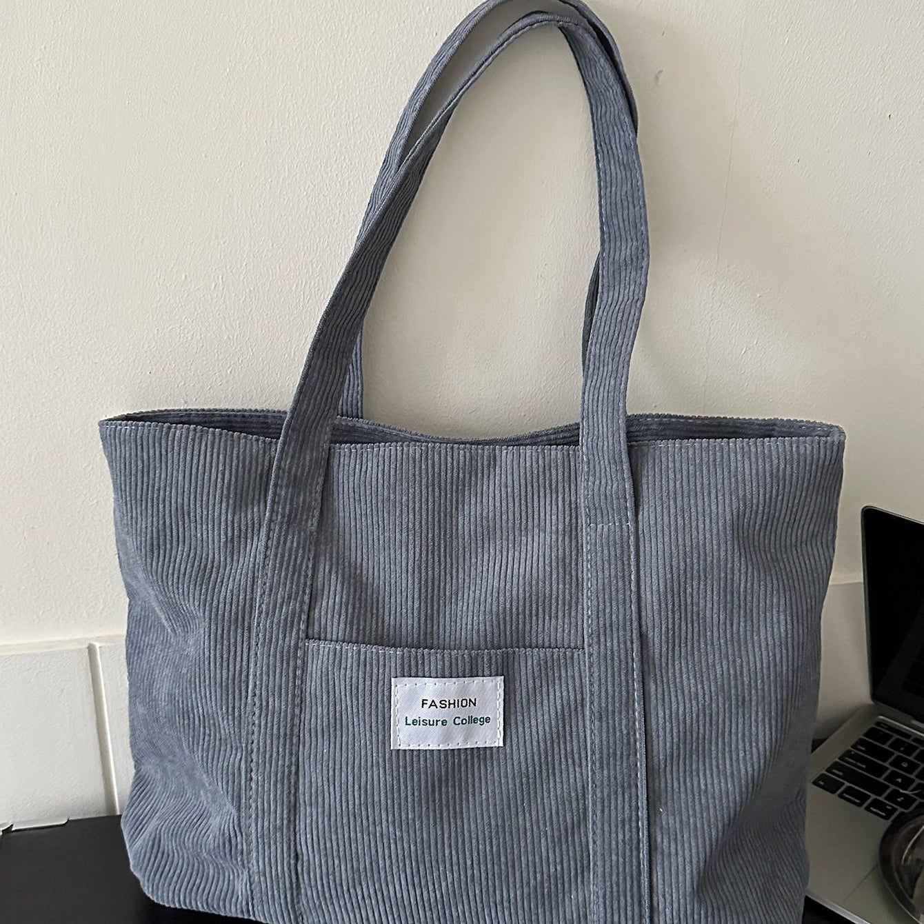 Damen Große Cord Tote Tasche – Weiche Alltags Schultertasche