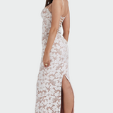 Bärbel | Spitzenmaxikleid mit Blumenmuster