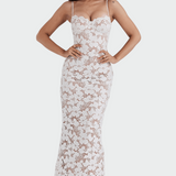 Bärbel | Spitzenmaxikleid mit Blumenmuster