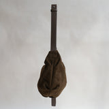 Vintage Schwarze Suedette Dumpling Tasche – Vegane Schultertasche
