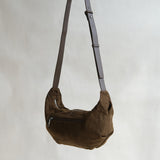 Vintage Schwarze Suedette Dumpling Tasche – Vegane Schultertasche